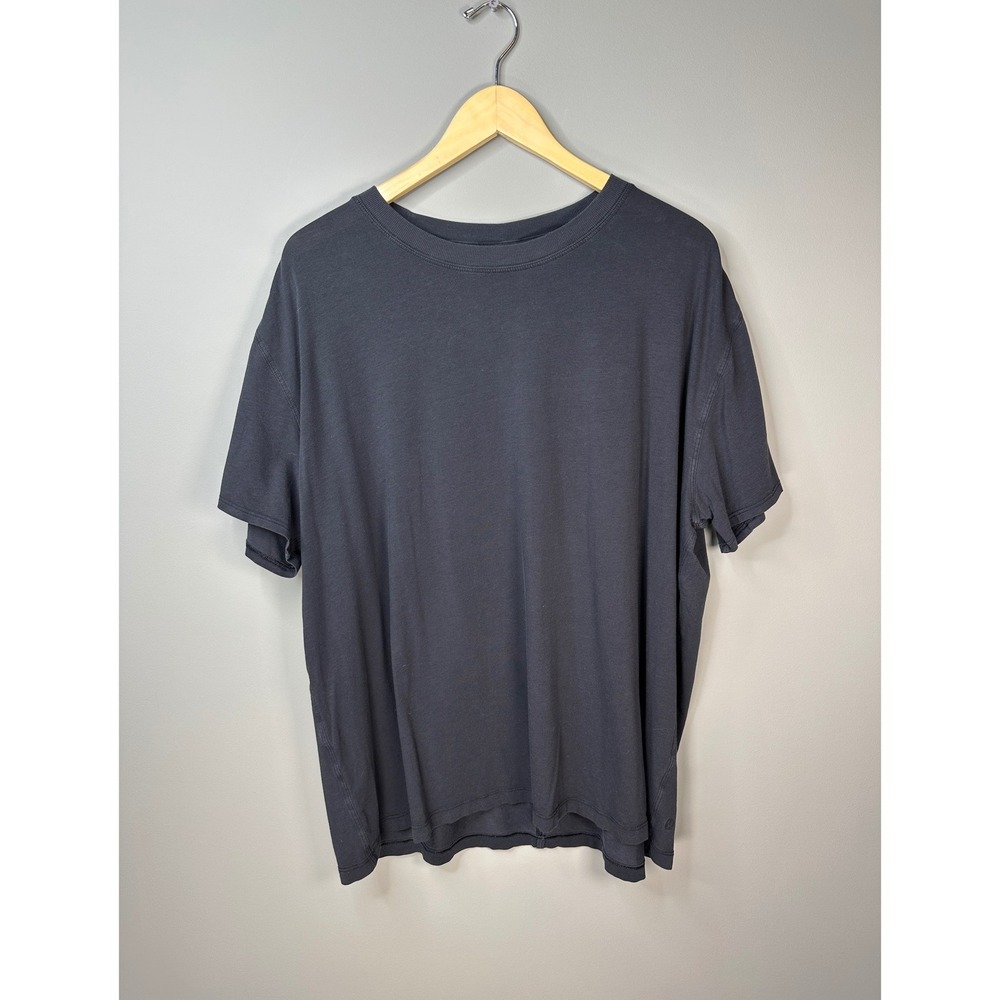 Lululemon Pima Cotton Seacell T-Shirt Womens 14 Black Short Sleeve Back Seam